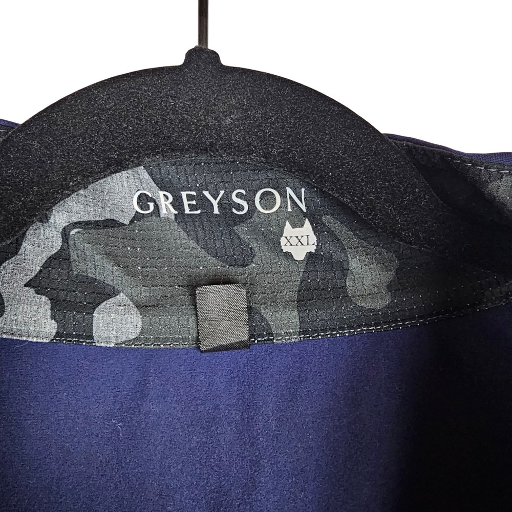 Greyson Clothiers Men's XXL Navy Blue Quarter Zip Golf Pullover Wolf Logo Camo - Picture 4 of 7